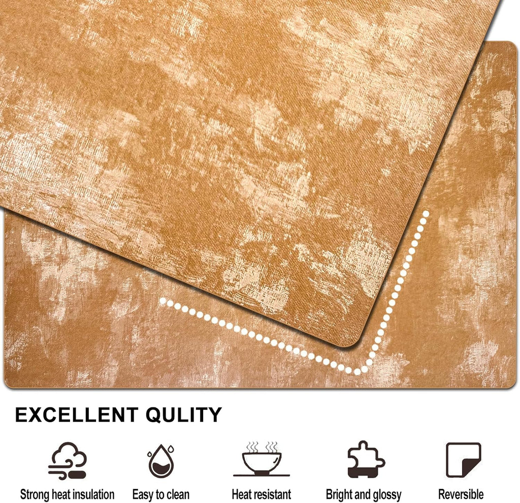 Faux Leather Placemats, 11.8"x17.7", Apricot - Set of 4