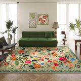 Area Rugs 9x12 Living Room Clearance Washable Boho Rug Non Slip Floral Vintage Low Pile Large Rug fo