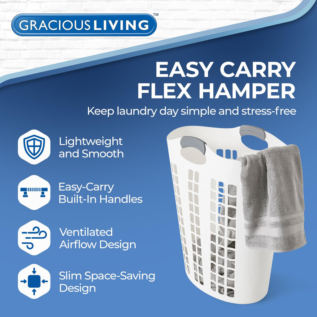 Living Laundry Basket, Easy Carry Flex Collapsible Hamper, 87.5L