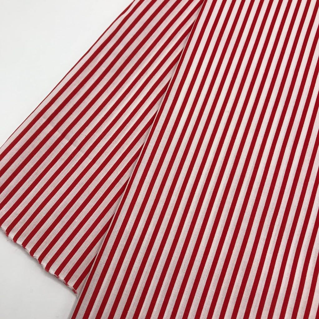 1/8" Red and White Striped Fabric, Summer Weight Polycotton 57" W x 36" L