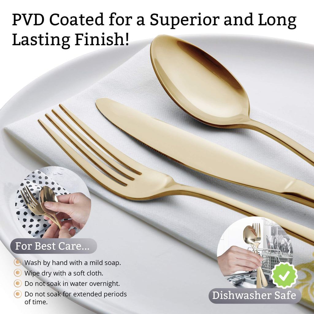18/8 Stainless Steel Silverware Set for 4 - Complete 24 Piece Flatware Cutlery Set - Elegant and Ergonomic Design