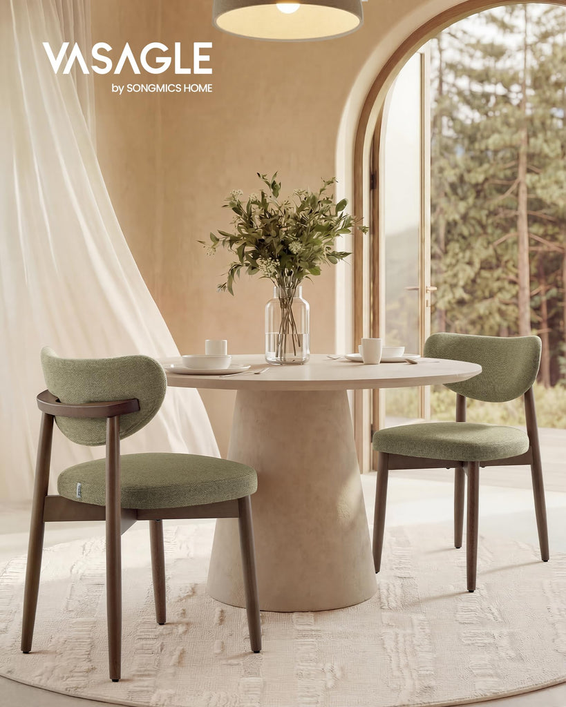 Wooden Set of 2, Upholstered Kitchen Chairs