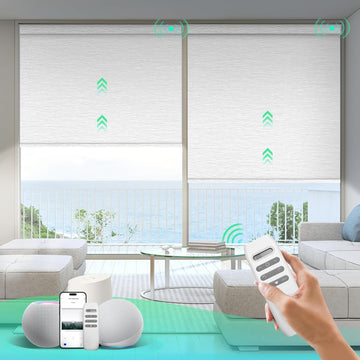 Motorized Blinds with Remote, Blackout Smart Roller Shades | Rechargeable Automatic Blinds, Remote/APP/Voice/Timer