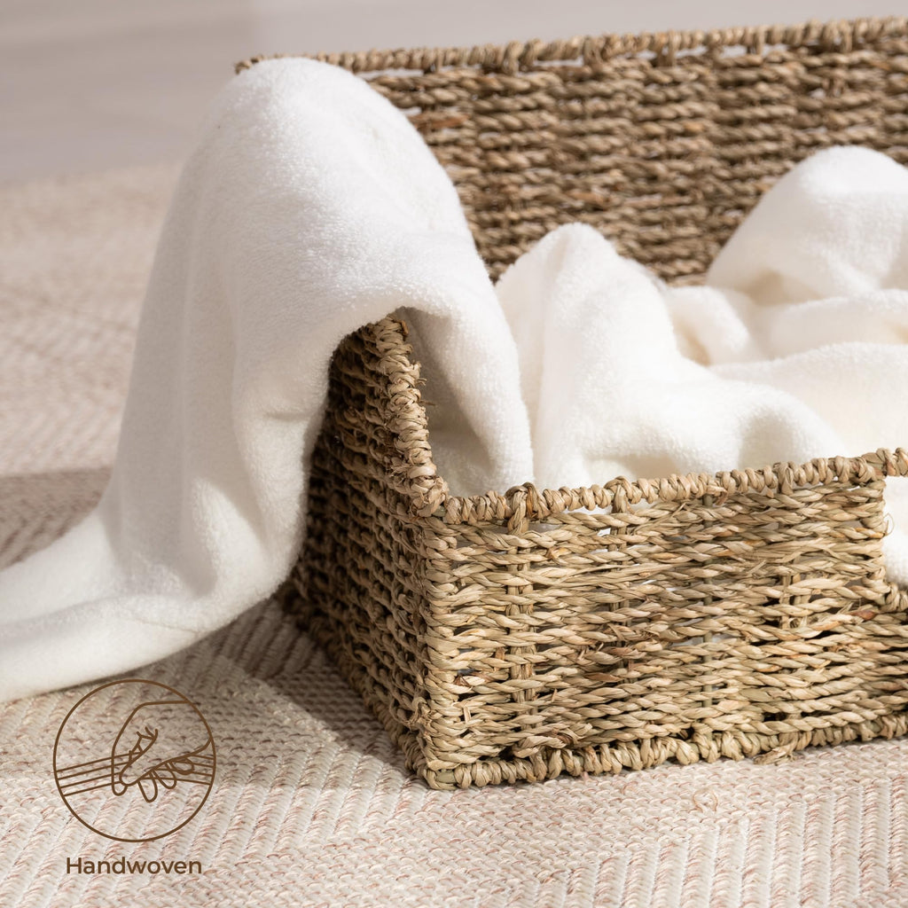 Pantry Baskets for Organizing, Seagrass Storage Baskets, 2Pack