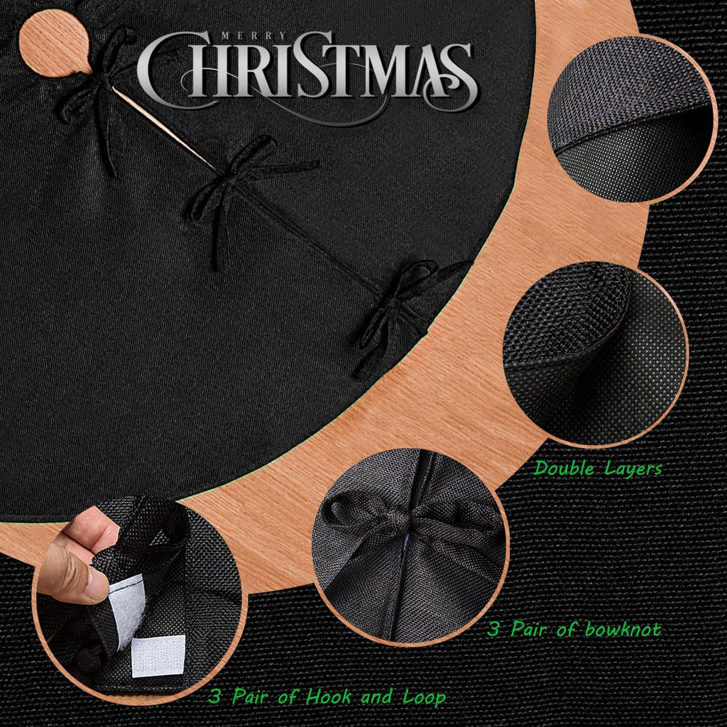 Black Christmas Tree Skirt 30 inches Small Tree Skirt for Christmas Decor