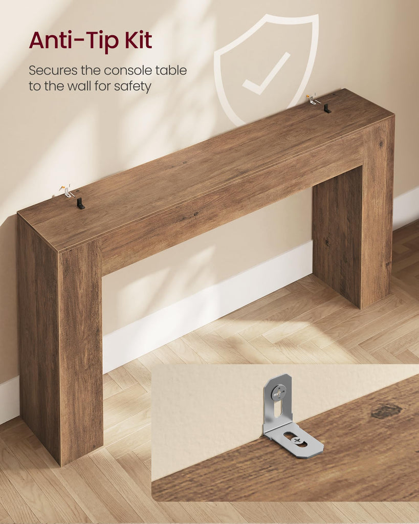 63 Inches Entryway Table, Thick Tabletop Console Table, Farmhouse