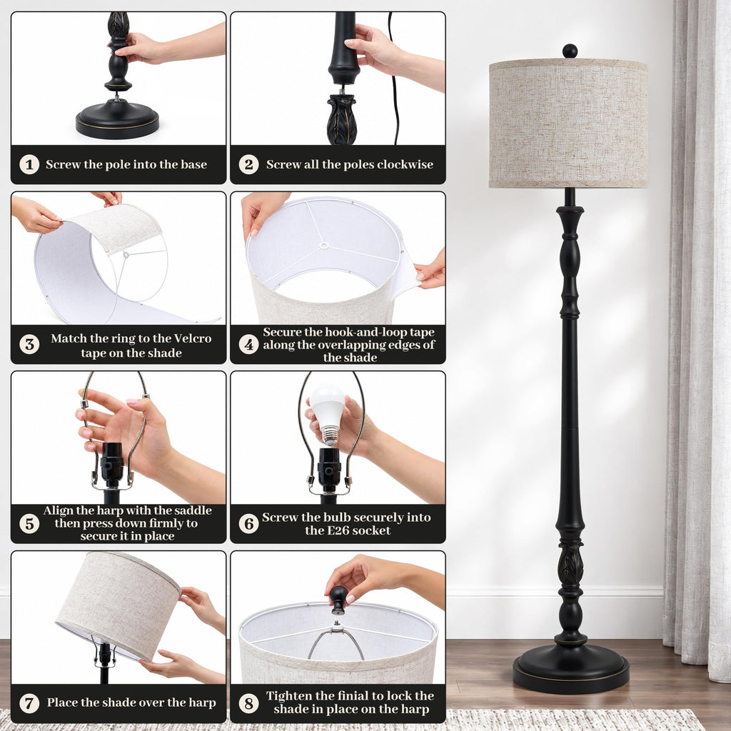 Floor Lamps, 60" Vintage Standing Lamp Office