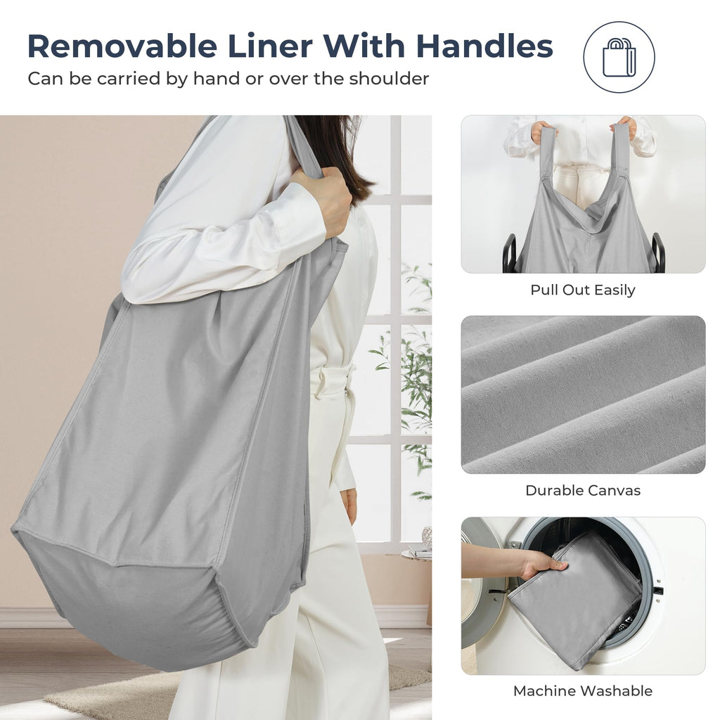 Laundry Hamper 2 Section, 100L Rolling Laundry Sorter Cart with Removable and Washable Liner Bag, Clothes Hamper with