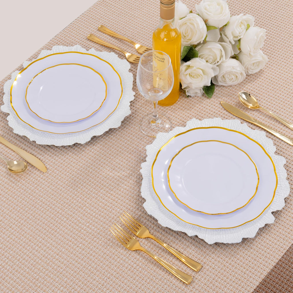 50 White Charger Plates Bulk for Wedding Dinners 13" Reef