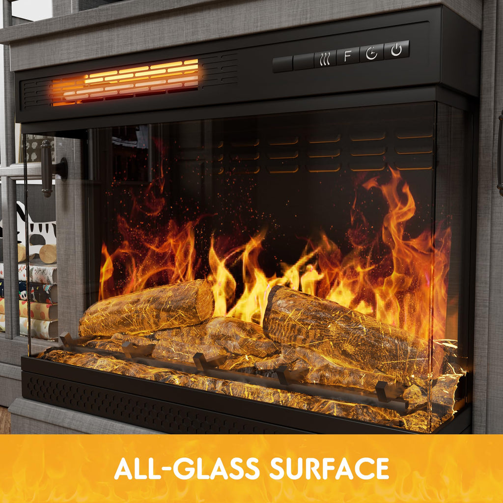 Up to 65", 3-Sided Glass, Wash Grey