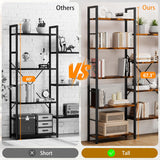 Triple 5 Tier Bookshelf, Industrial Large Bookcase with 14 Open Display Shelves