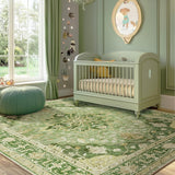 Area Rugs Washable Non-Slip, Floral Vintage Distress Print Pattern Medallion Carpet for Living Room Bedroom