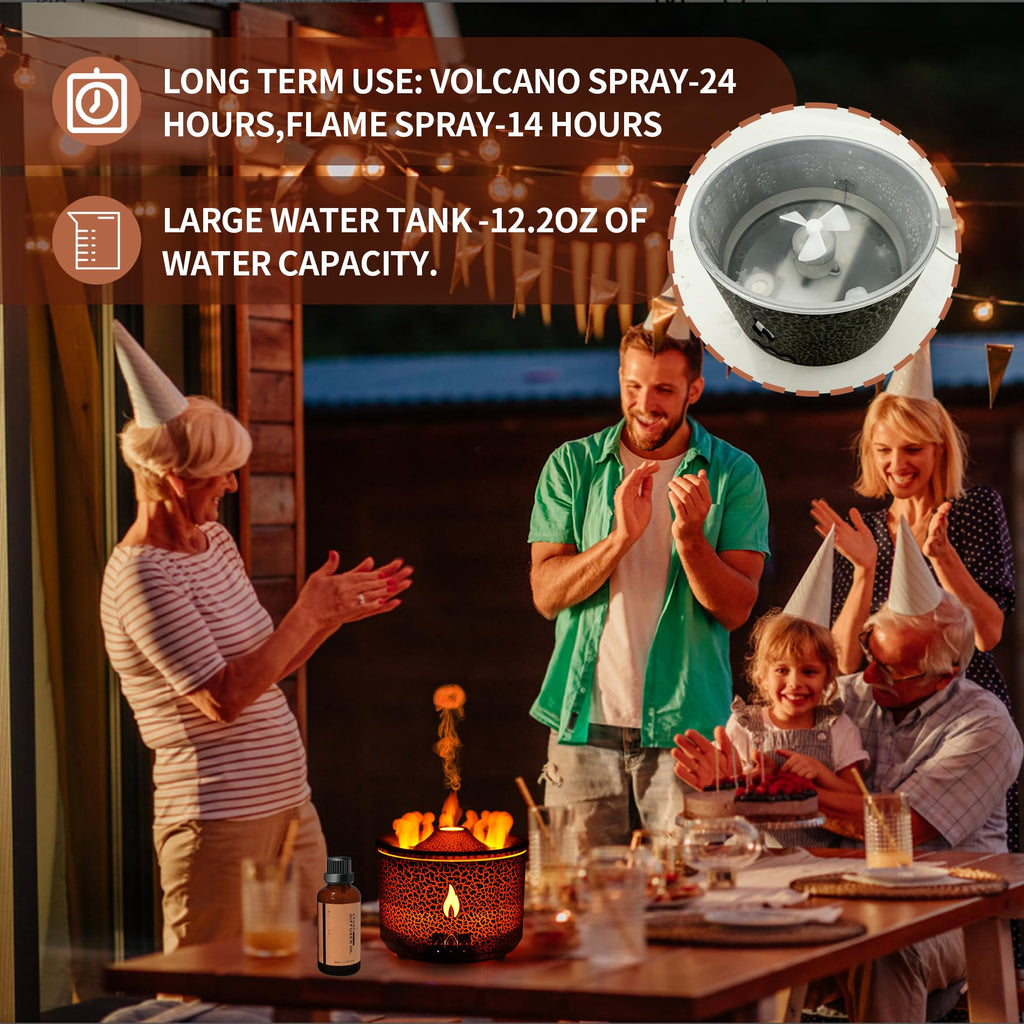 Aroma Essential Oil Diffuser 360 ML, Volcano and Flame Diffuser/Humidifier, give1.76 oz Hotel Collection Essential