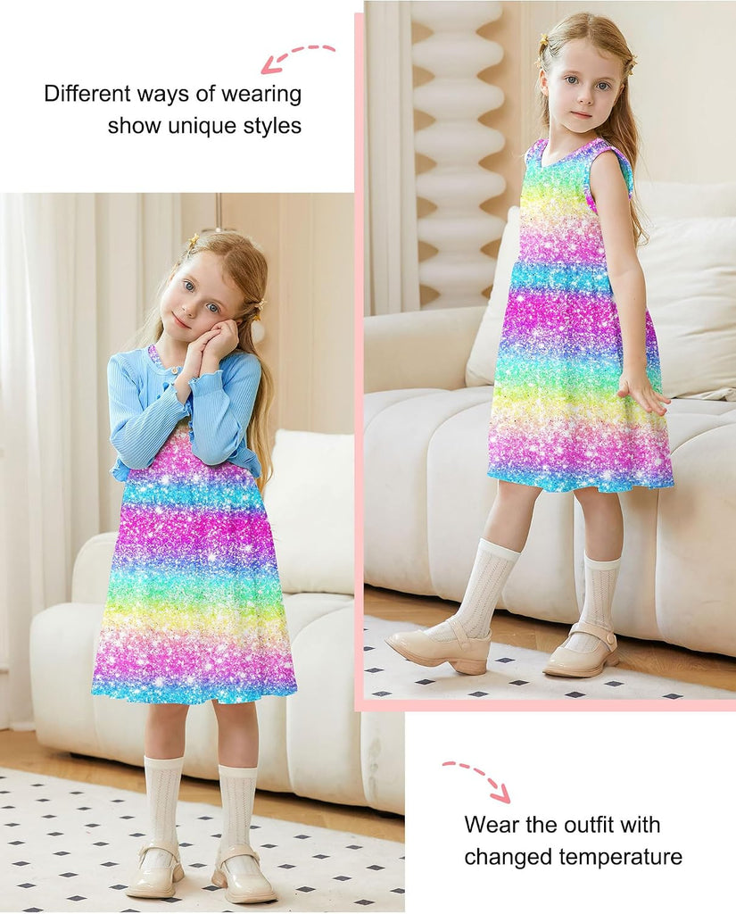 Toddler Girl Sleeveless Dresses and Long Sleeve Ruffle Cardigan 2 Piece Fall Outfits