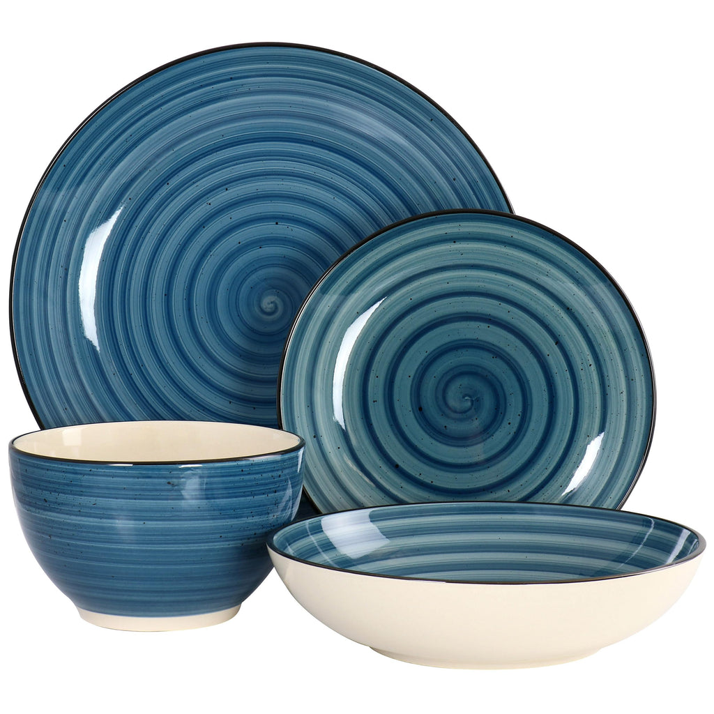 Gia 24 Piece Stoneware Dinnerware Set (Dark Blue)