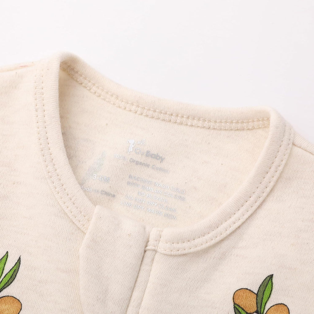 Organic Cotton Baby Footless Pajamas, Zip Front Baby Boys Girls Romper, Long Sleeve Sleep and Play