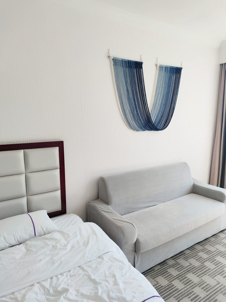 Dip Dye Large Macrame Wall Hanging Tie-Dye Yarn Tapestry Home Boho Wall Decor Ombre Art Headboard Bedroom Living Room