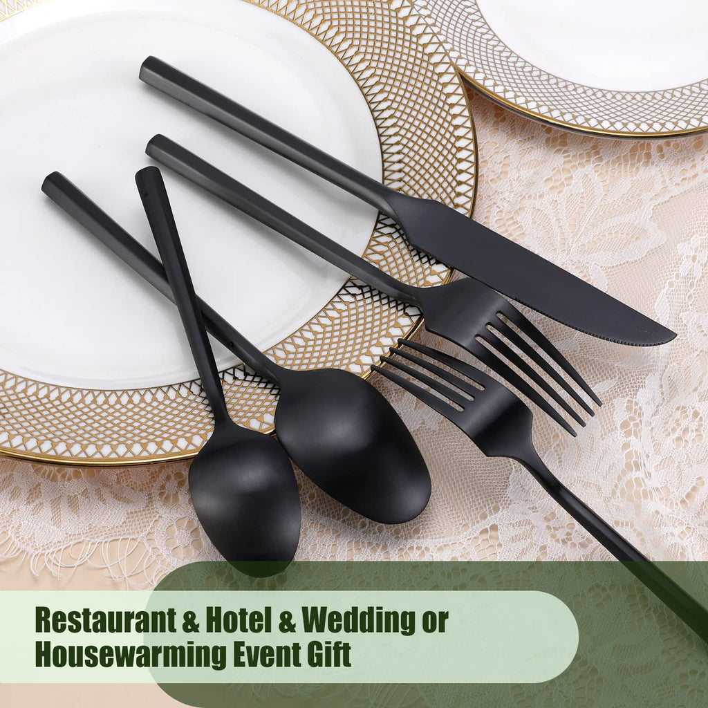 Silverware Set Matte Black Hexagon 40-Piece Service for 8