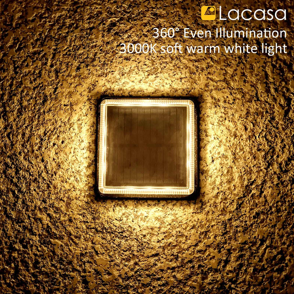 Solar Step Lights, 4-Pack 50LM 3000K Warm White LED Solar Deck Lights, Outdoor Solar Powered Step Lights, IP68