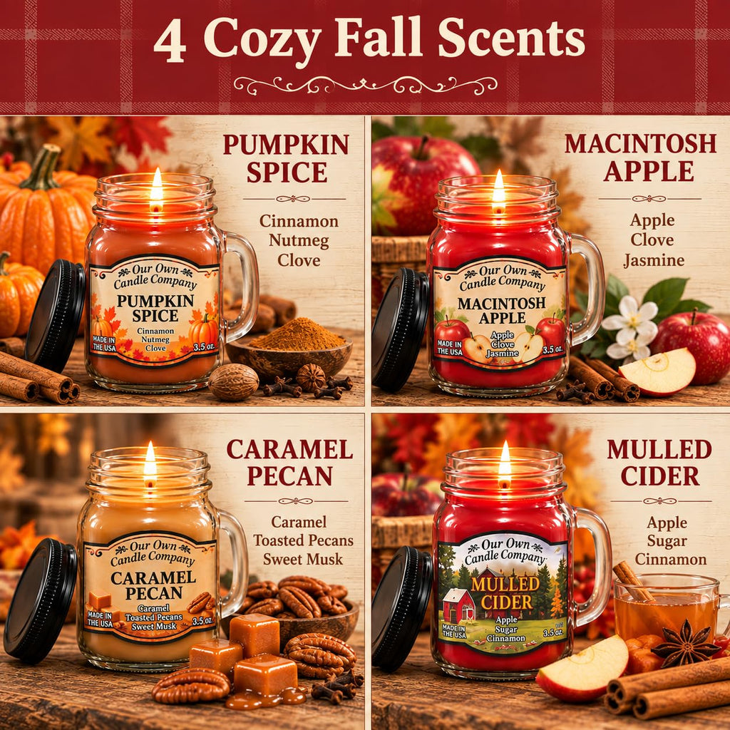 Fall Assortment 4 Pack Mini Mason Jar Candles