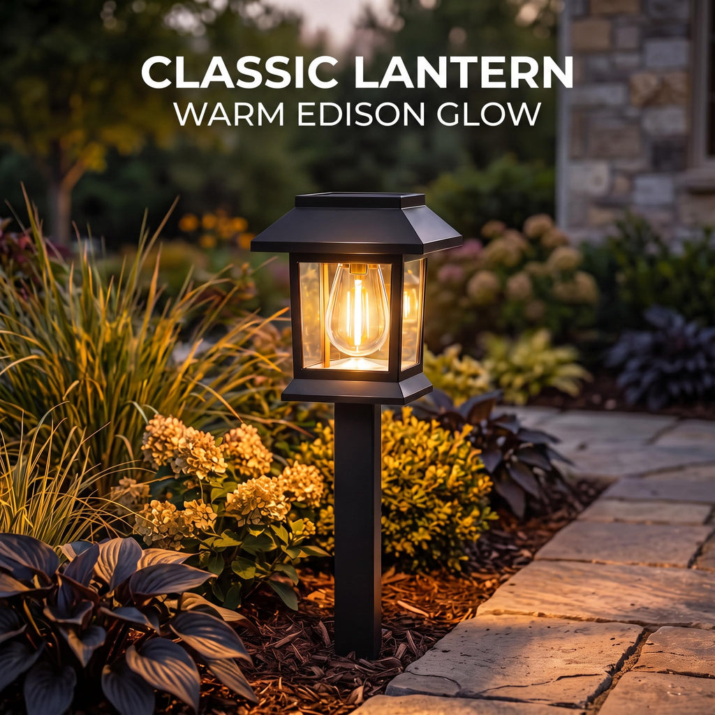 Solar Pathway Lights, 12 Pack Outdoor Landscape Lighting, Black