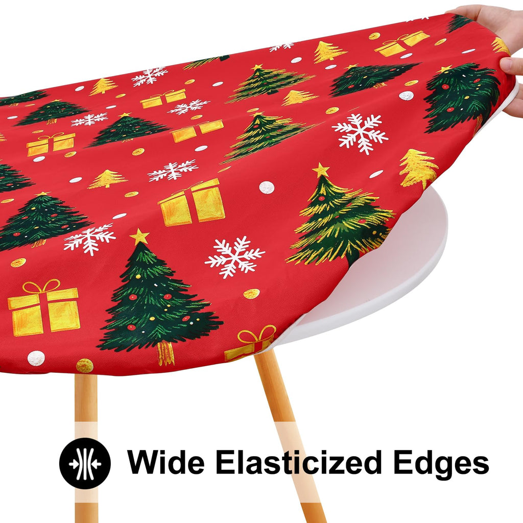 Christmas Round Table Cloth, Fitted Table Cover for 42"-50" Tables
