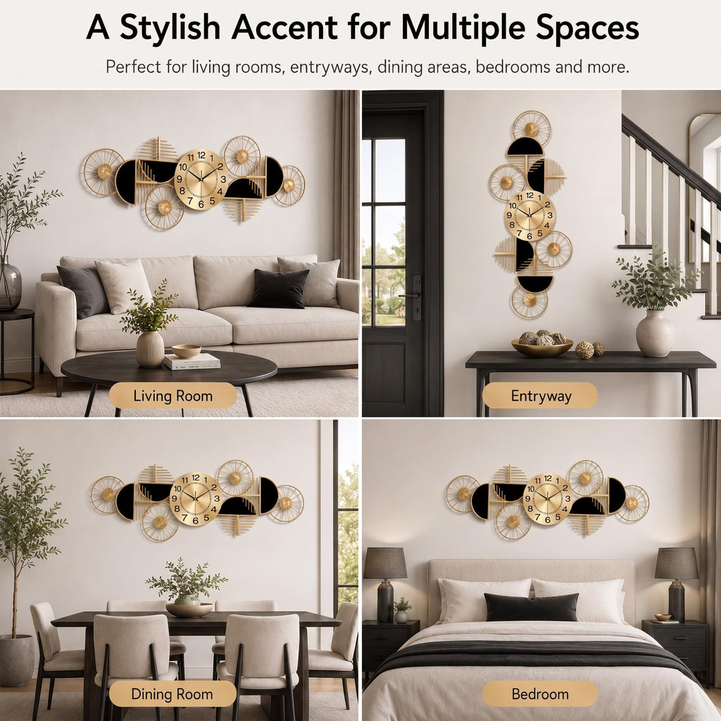 40" Large Modern Wall Clock, 3D Metal Wall Art