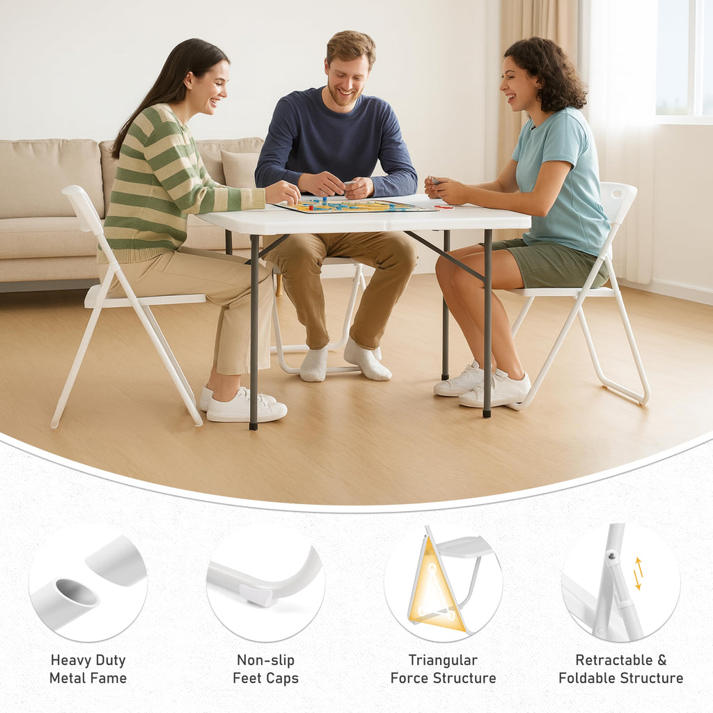 30 Pack White Plastic Folding Chairs, Lightweight Foldable Chair