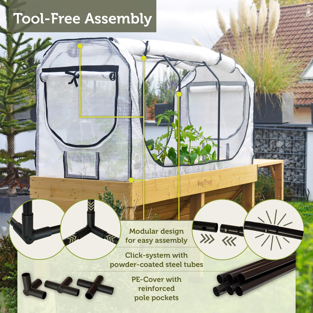 Classic Greenhouse Frame and Multi-Cover Set, Compatible with Medium Classic Planter, 28" x 70.7" x 35.4", White
