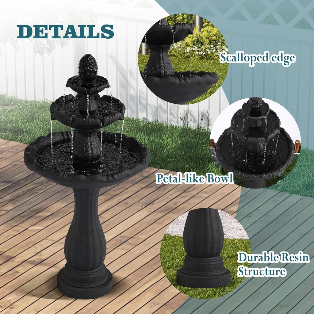 Garden Water Fountain Outdoor, 47.3" High Large Roman Italian Waterfall Fountain for Outside