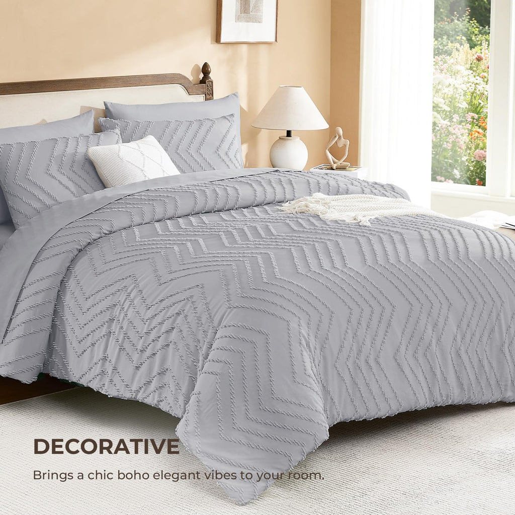 King Comforter Set with Sheets, 7 Pieces Boho Bed in a Bag