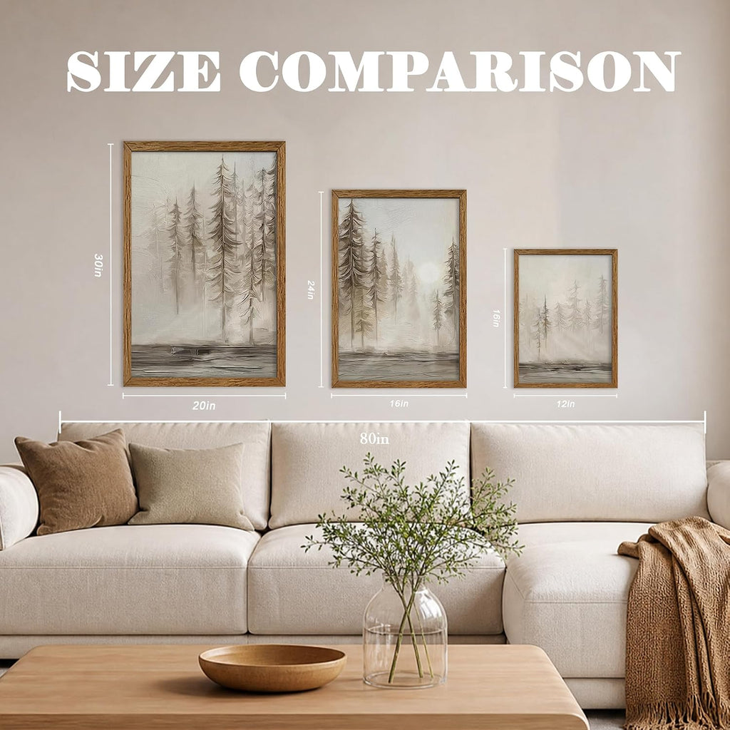 3 Pieces Abstract Forest Tree Canvas Wall Art, Grunge Landscape Tree Wall Decor, Modern Art Decorative Nordic