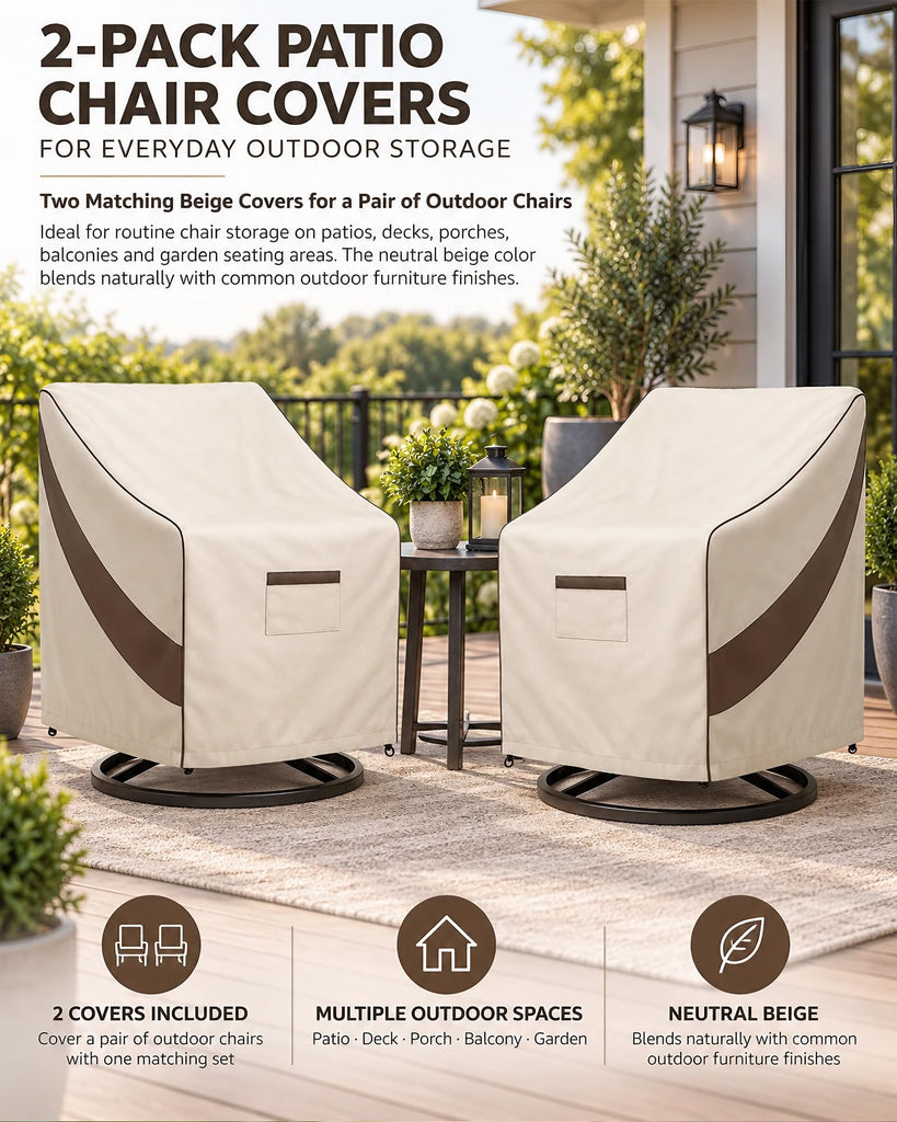 Waterproof 2 Pack, 600D Heavy Duty, 26x27x34 Beige