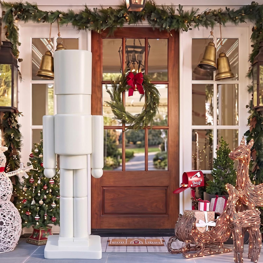 3 ft Tall Christmas Nutcracker Life Size White Resin Soldier Statue