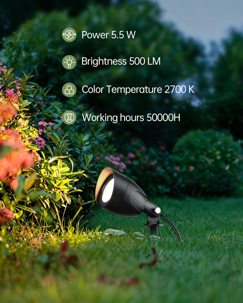 4Pack LED Landscape Spotlight, 120V Warm White Plug in Outdoor Light