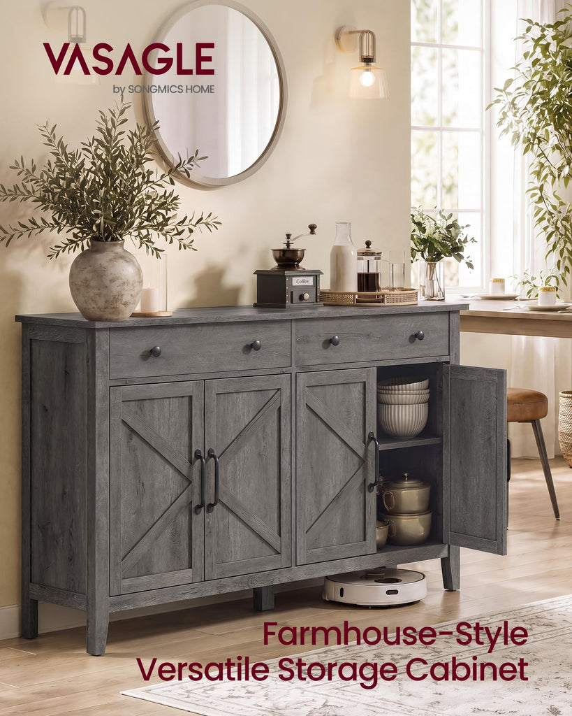 Farmhouse Buffet Cabinet, Coffee Bar with 2 Drawers
