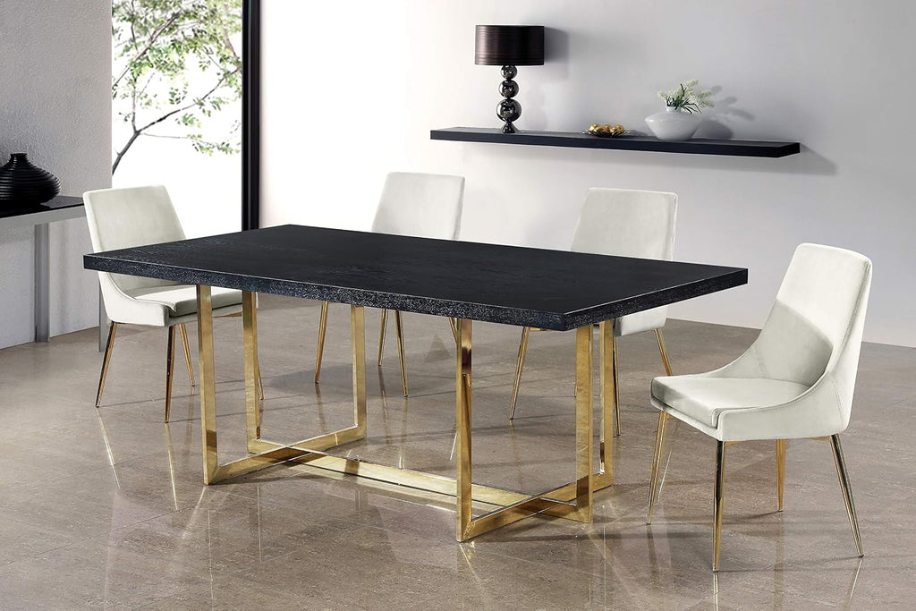 Modern, Contemporary Velvet Upholstered Dining Chair with Sturdy Metal Legs, Set of 2, 19.5" W x