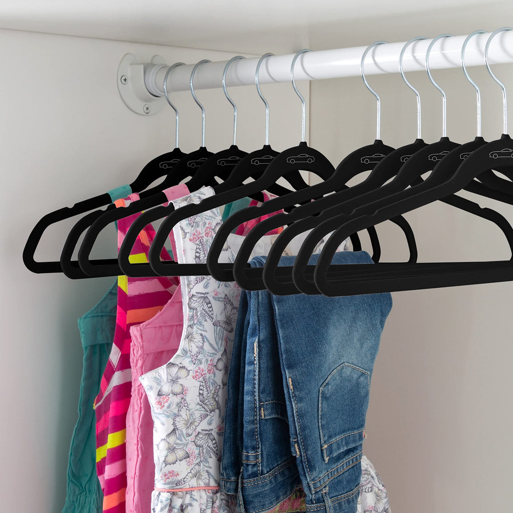 100 Pack Kids Velvet Hangers | Slim | Non-Slip Design | Space Saving | Childrens Clothes | Shirts | Pants | Dresses