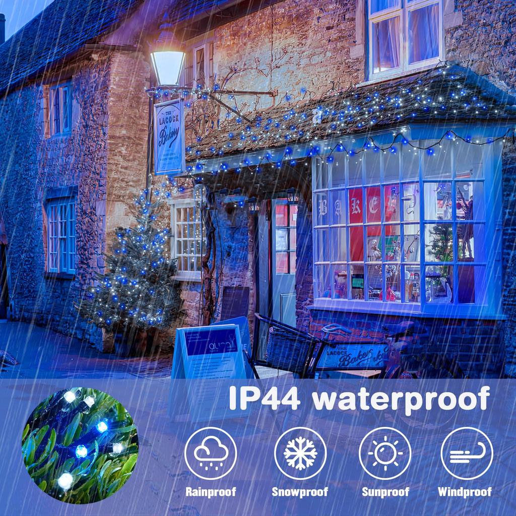 66ft 200 LED Blue and White Christmas Lights, String Light Plug in