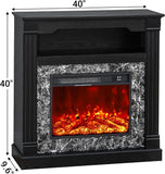 40 Inch Electric Fireplace with Mantel, 23 Inch Freestanding Fireplace Heater, 4800 BTU Heating, LED Flame, Overheat Protection and Remote Control, Black Wood Grain