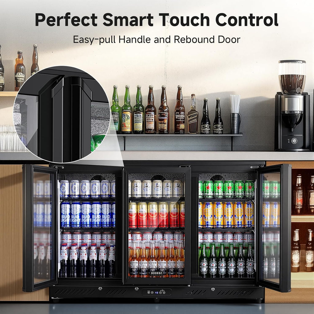 Commercial Bar Cooler With 3 Glass Doors,11.4 Cu.Ft Under Counter Beverage Refrigerator