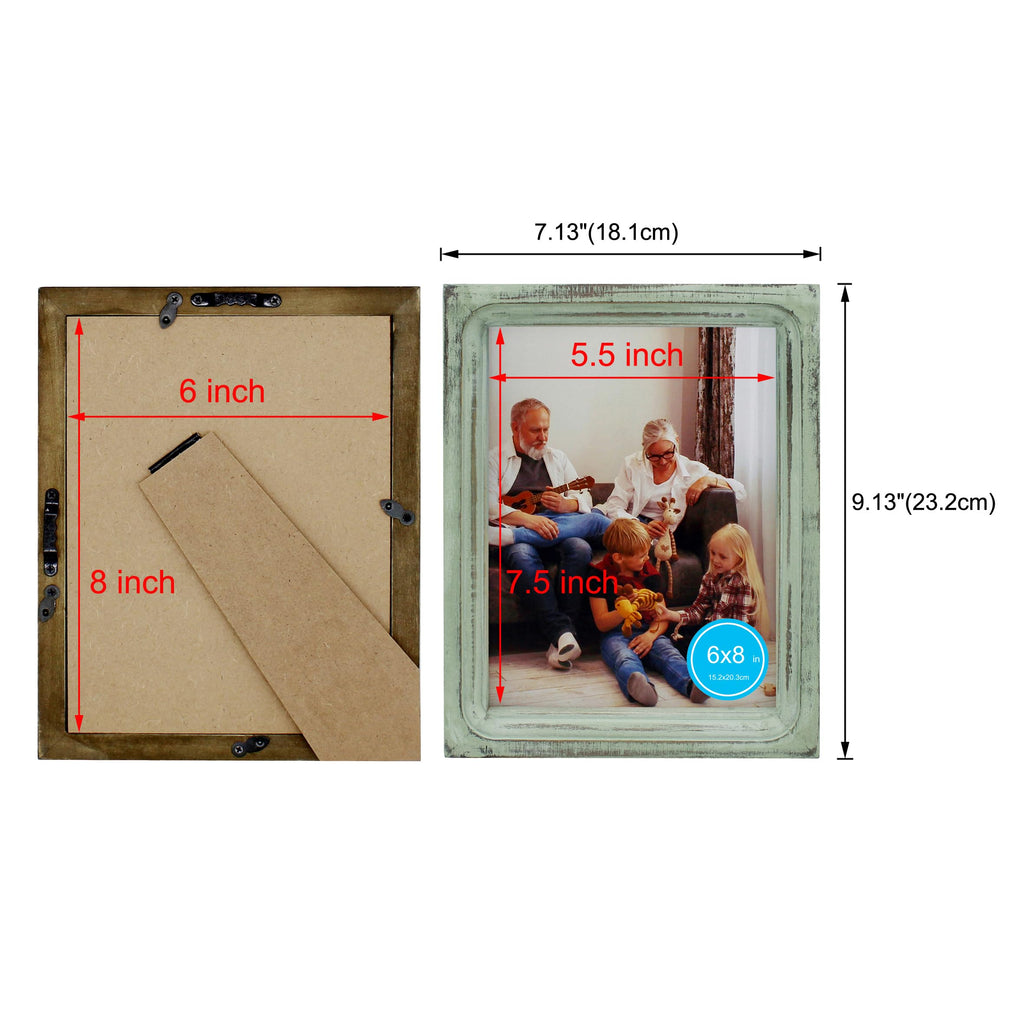 6x8 Picture Frame Made of Solid Wood High Definition Glass Rustic Vintage Designs Small Photo Frame for Tabletop