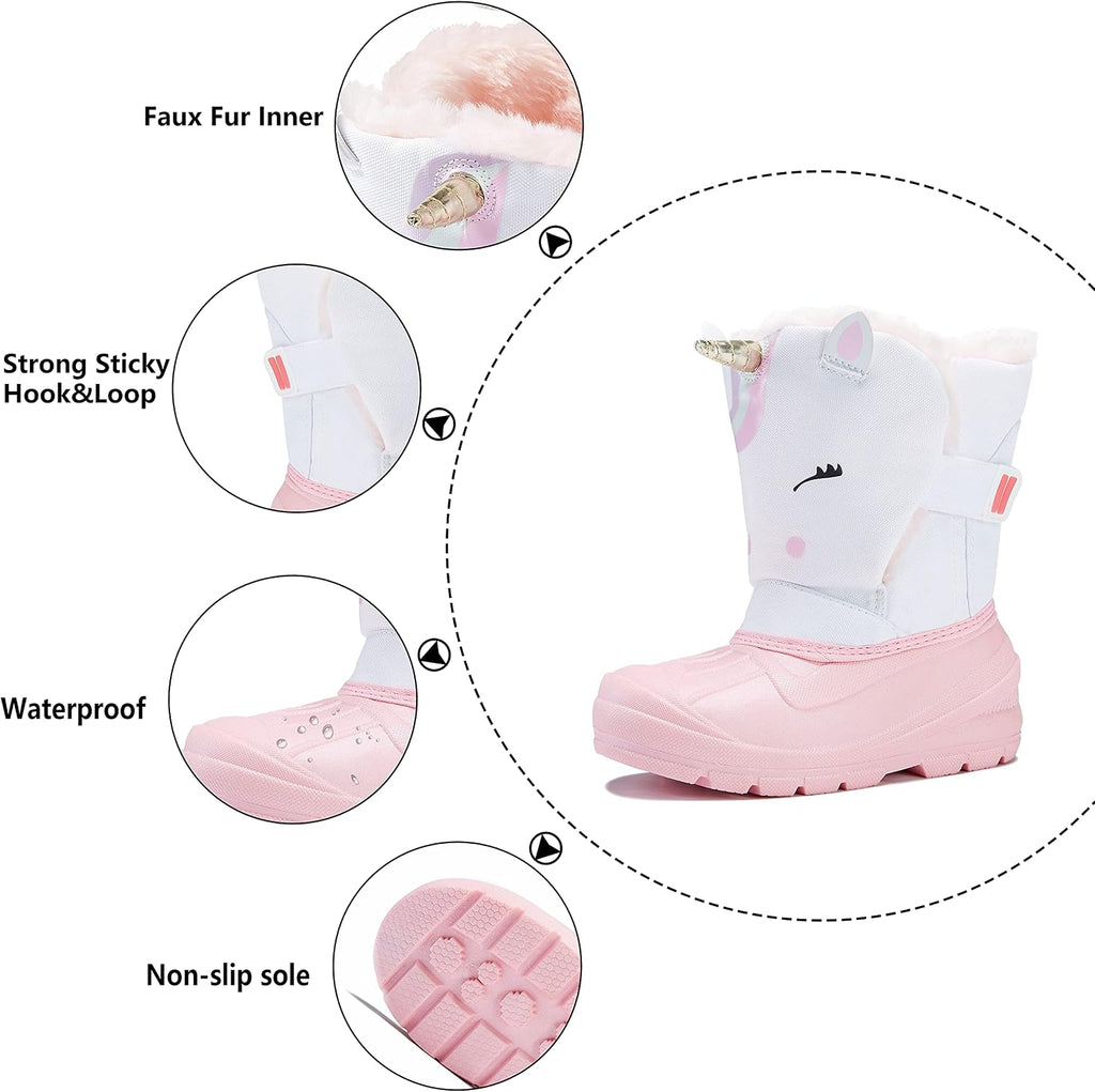 Kids Snow Boots Waterproof Toddler Winter Girl Boy Insulated Fleece