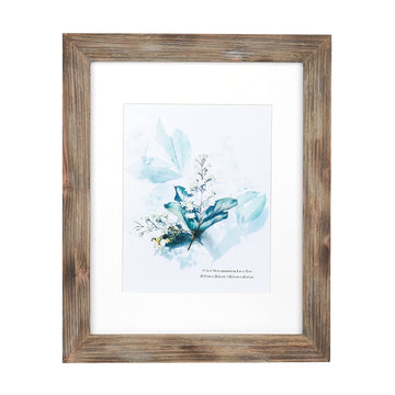 100% Solid Wood Brown 11x14 Picture Frame 1 Pack Display Picture 8x10 with Mat, Rustic Wooden Photo Frames for Wall