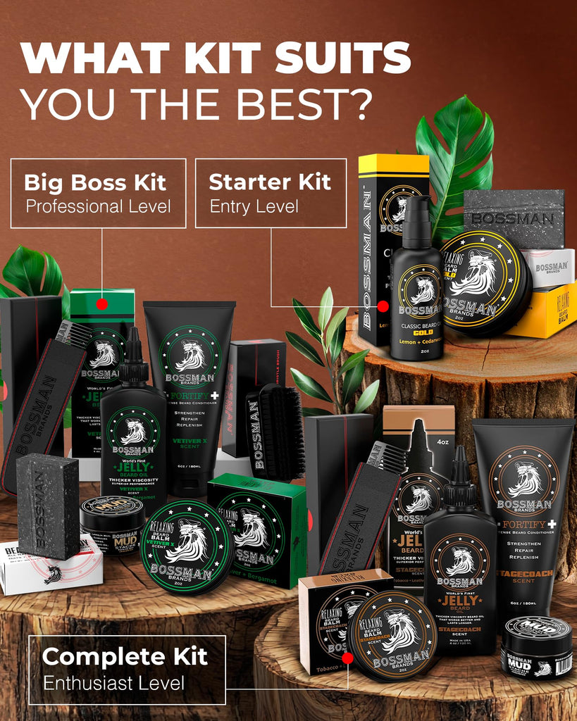 Essentials Beard Kit for Men, 3-Piece Gift Set - Vetiver X Scent