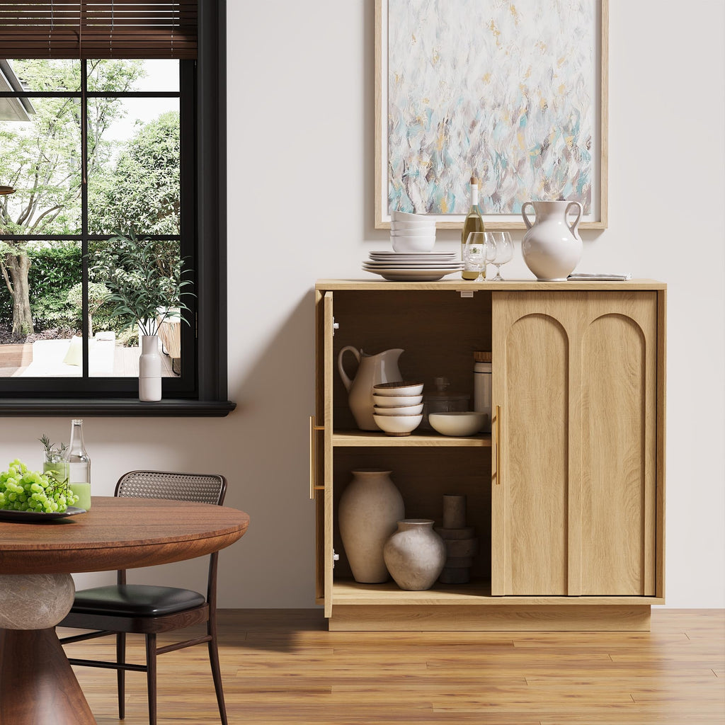 31.5" Sideboard Buffet Cabinet with Storage, Oak