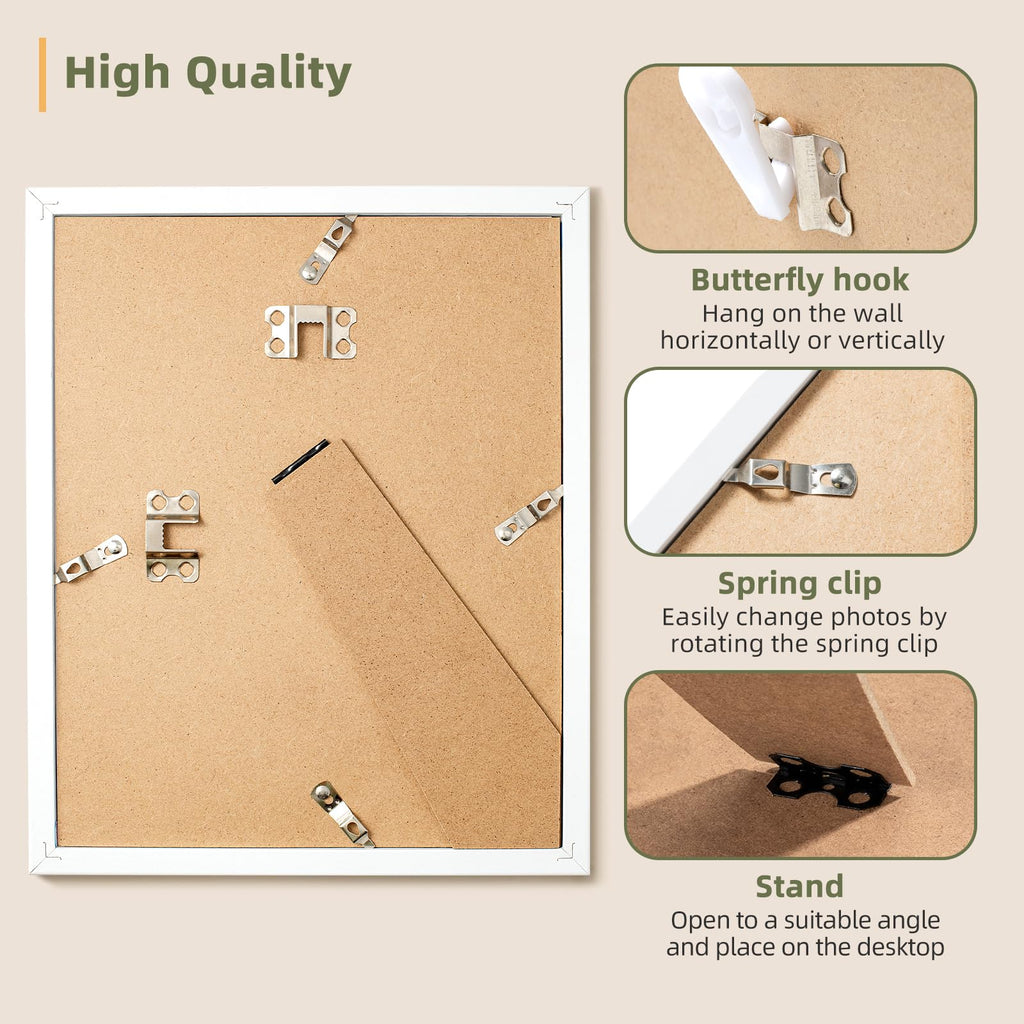 8x10 Picture Frames Set of 10, Wall or Tabletop Display, White