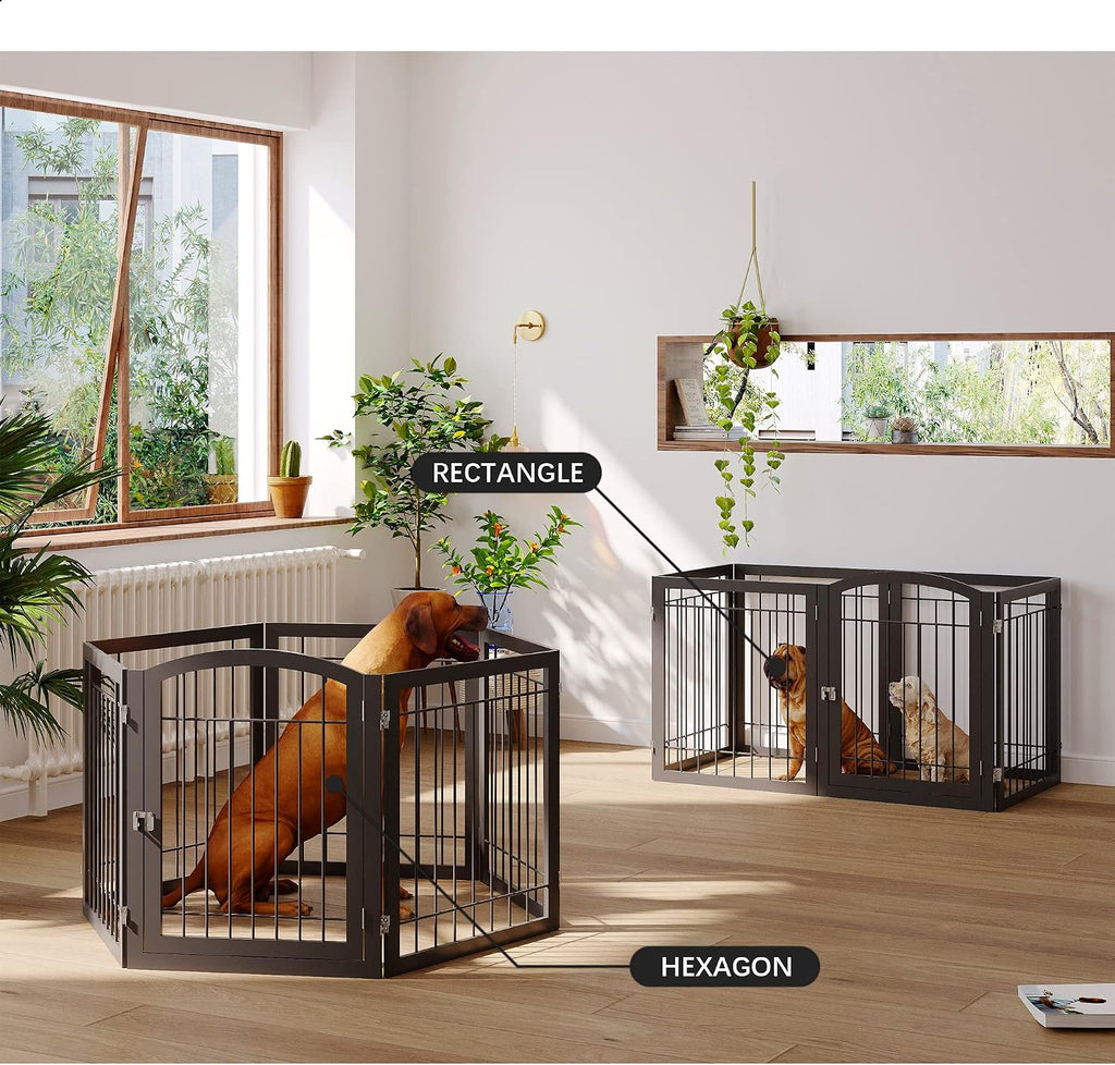 144-inch Extra Wide 30-inch Tall Dog gate with Door Walk Through, Freestanding Pet Gate for Halls, Stairs & Home, Pet