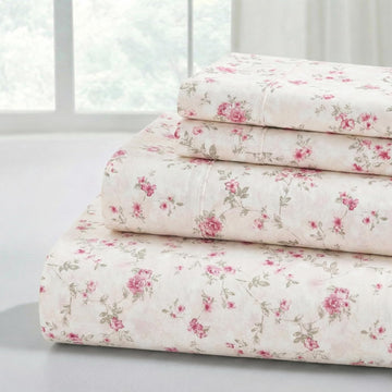 4-Piece Ultra Soft Microfiber Bed Sheets Set, Wrinkle Free Sheets with Deep Pockets Fitted Sheet, Flat Sheet &