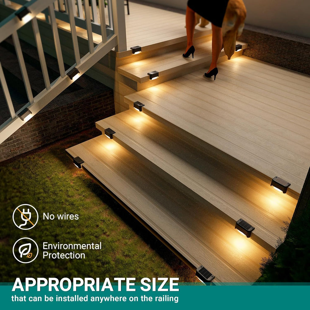 Solar Deck Lights Outdoor Waterproof LED 12 Pack, Warm White